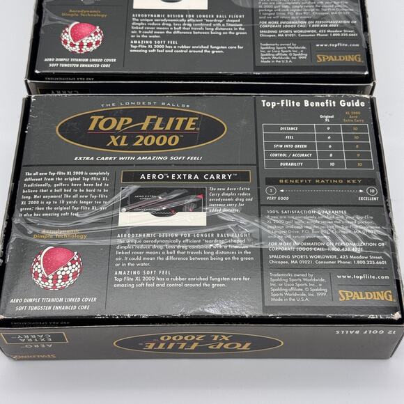 Top Flite XL 2000 Golf Balls Titanium Distance Aero Extra Carry Spalding 2 Pack - Picture 11 of 12